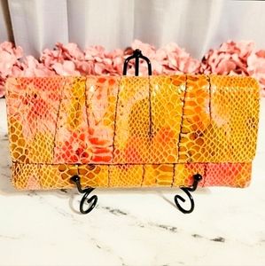 HOBO The Original Embossed Snakeskin Pattern & Floral Design Leather Wallet